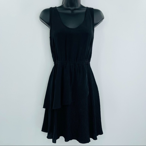Aritzia Le‎ Fou X Wilfred Silk Tiered Dress Womens 2 Black Tank Ruffle - Picture 1 of 10